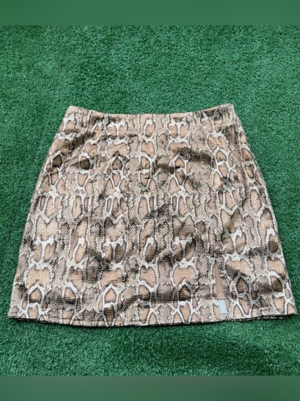 Lost + Wander Neutral Snake-Print Mini Skirt